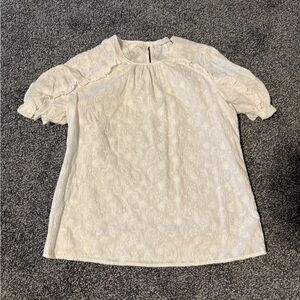 Lucky Brand White Textured Blouse